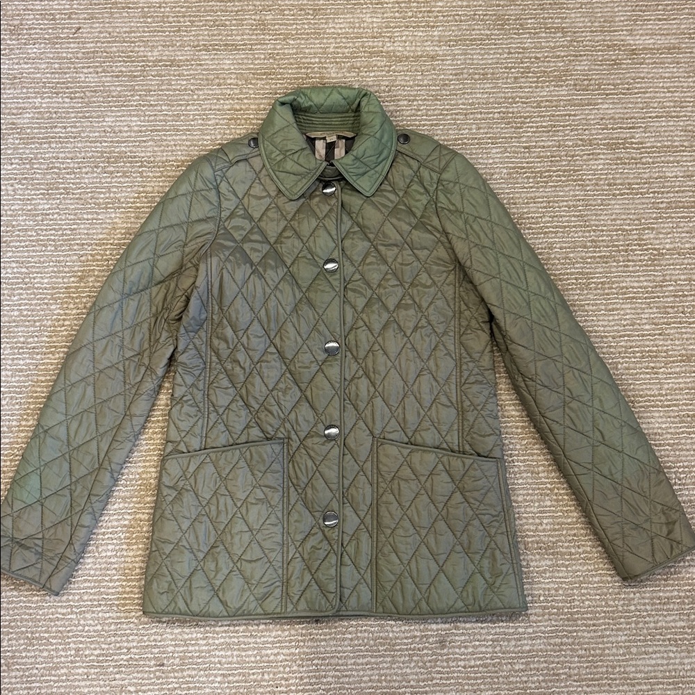 Burberry Brit Sage Green Quilted Barn Jacket Size XS